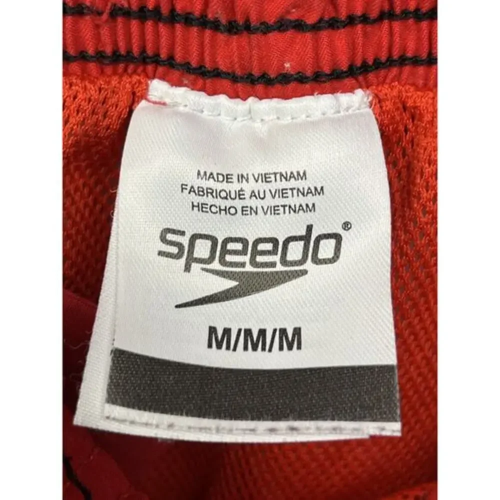 SPEEDO Red Ombre Board Shorts SWIM‎ TRUNKS Mens Medium Lined Elastic Waist